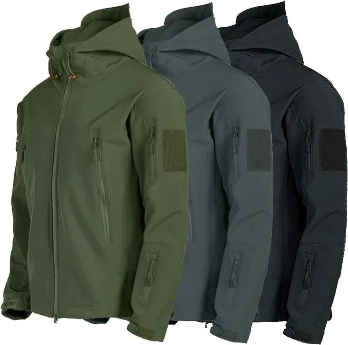 Soft Shell Tactisch Legerjack - Heren Outdoor Jas - Zwart - L