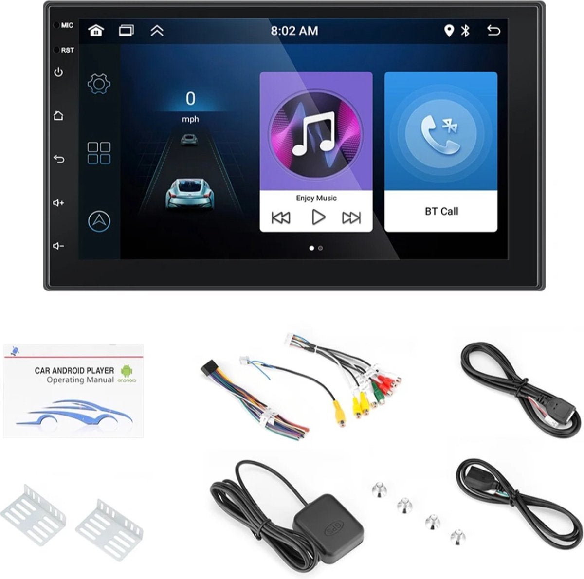 7 inch Android | 4 GB & 64 GB | Carplay & Android Auto | Universele 2-din autoradio | Dubbel-din radio scherm | Met ISO-stekker | Universele 2-din 7'' scherm | Bluetooth, Wifi, dubbel-din 7 inch | 10 x 18 cm|