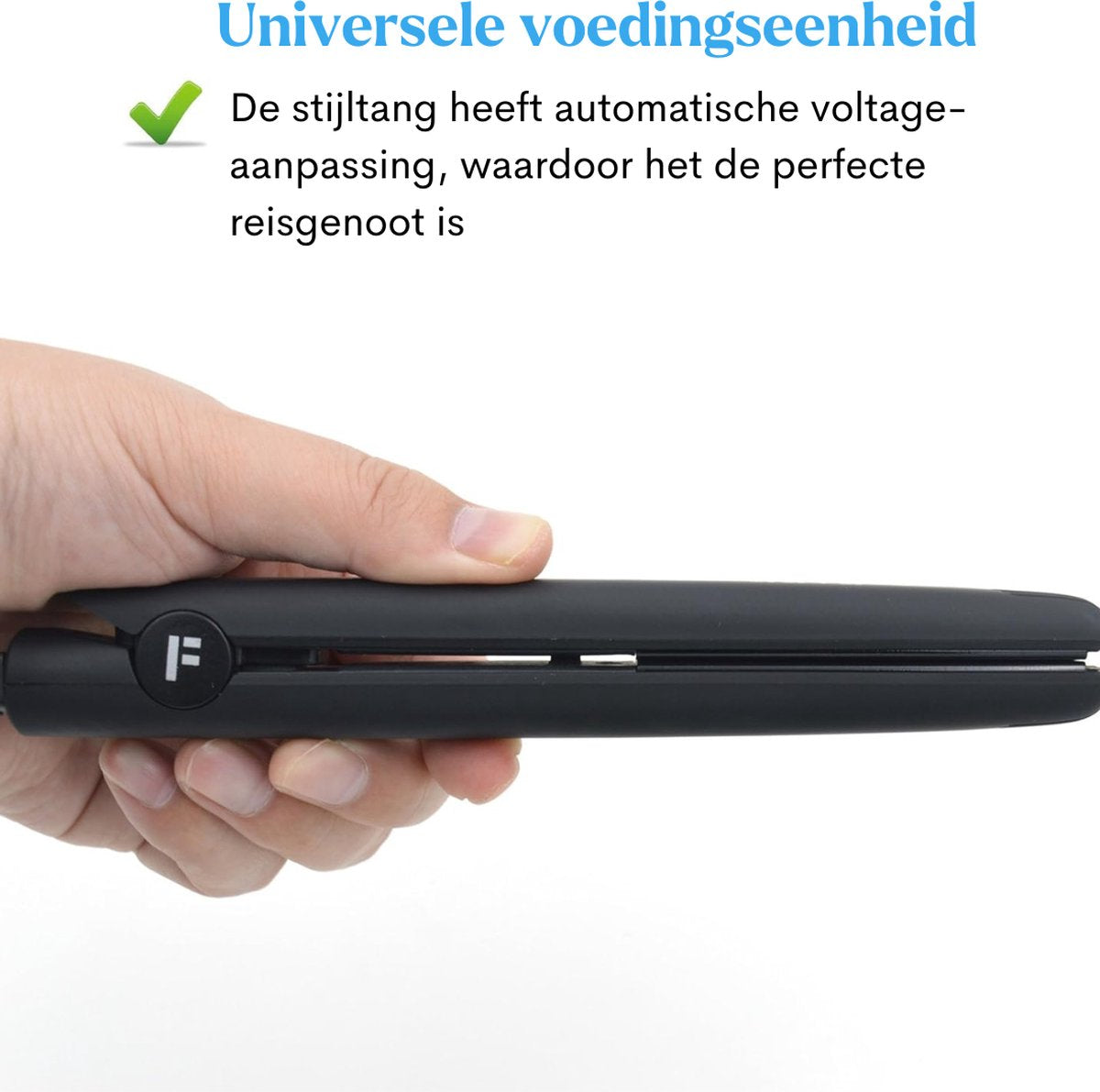 Mini Stijltang - Haarstijltang - Met Reistas - 18 cm - Voor Reizen - Toermalijn-Keramische Platen - Ergonomisch - Zwart