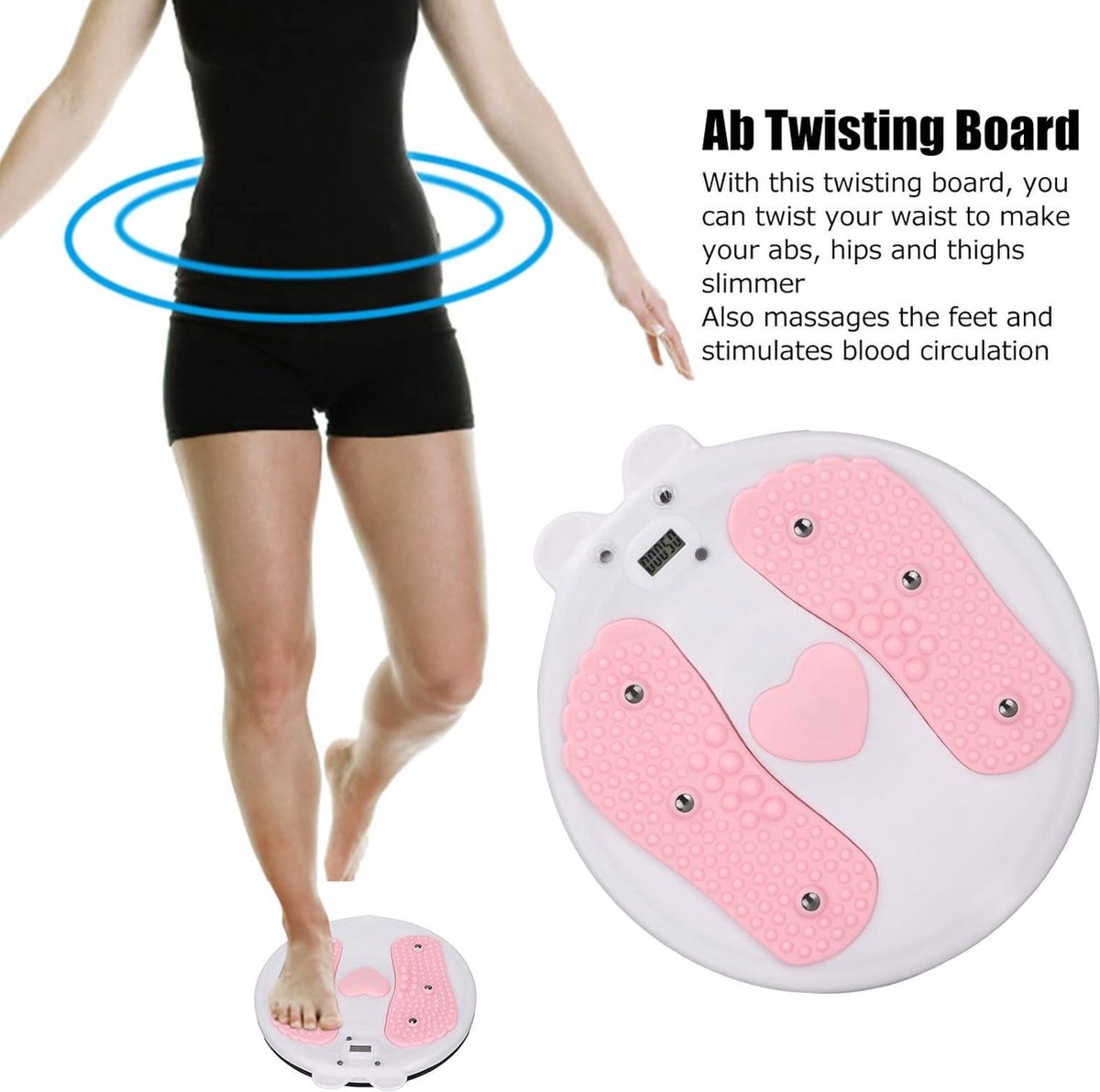 Elektronische Taille Twister met 6 Magneten - Fitness Twister Board voor Body Sculpting Oefeningen met Focus op Taille en Buikspieren - Balance Board voor Armen, Heupen en Dijen
