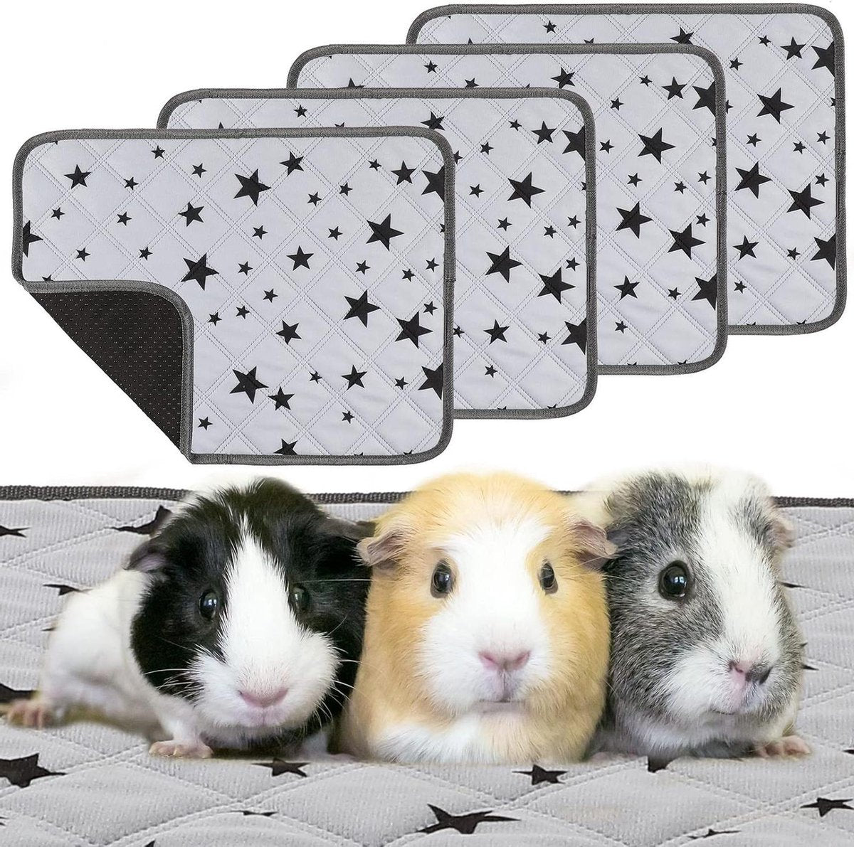 Guinea pig cage liners - cavia fleece bedding - absorbent guinea pig accessories - reusable washable - pee pad non-slip - guinea pig mats - patterned cages - 24 x 18 inch