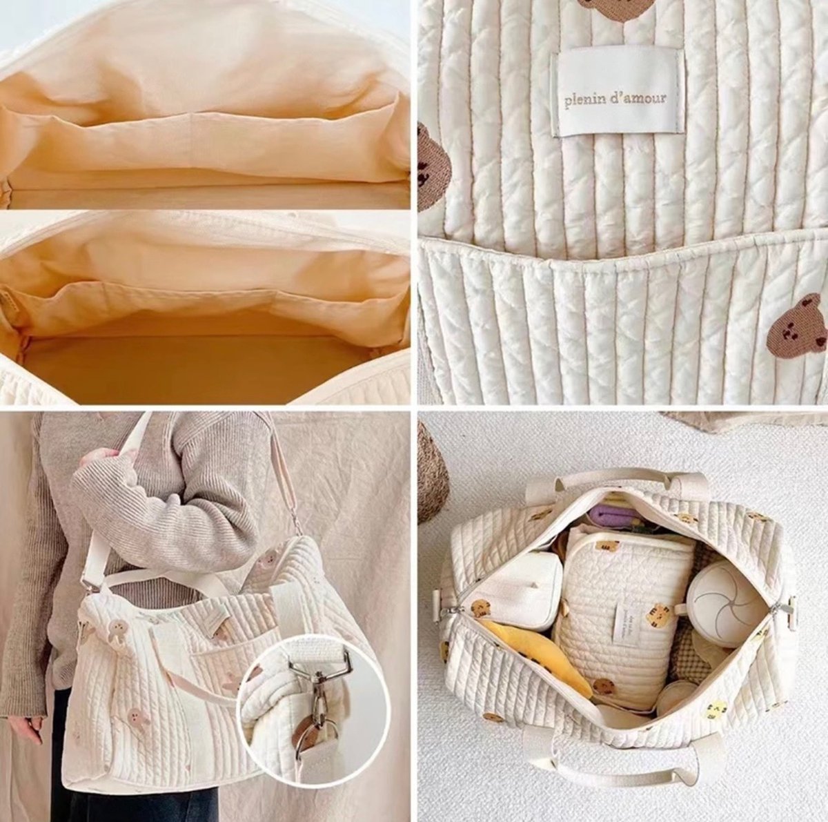 Luiertas - Mombag - Schoudertas - Verzorgingstas - Kraamcadeau - XL - Olijf - Beige