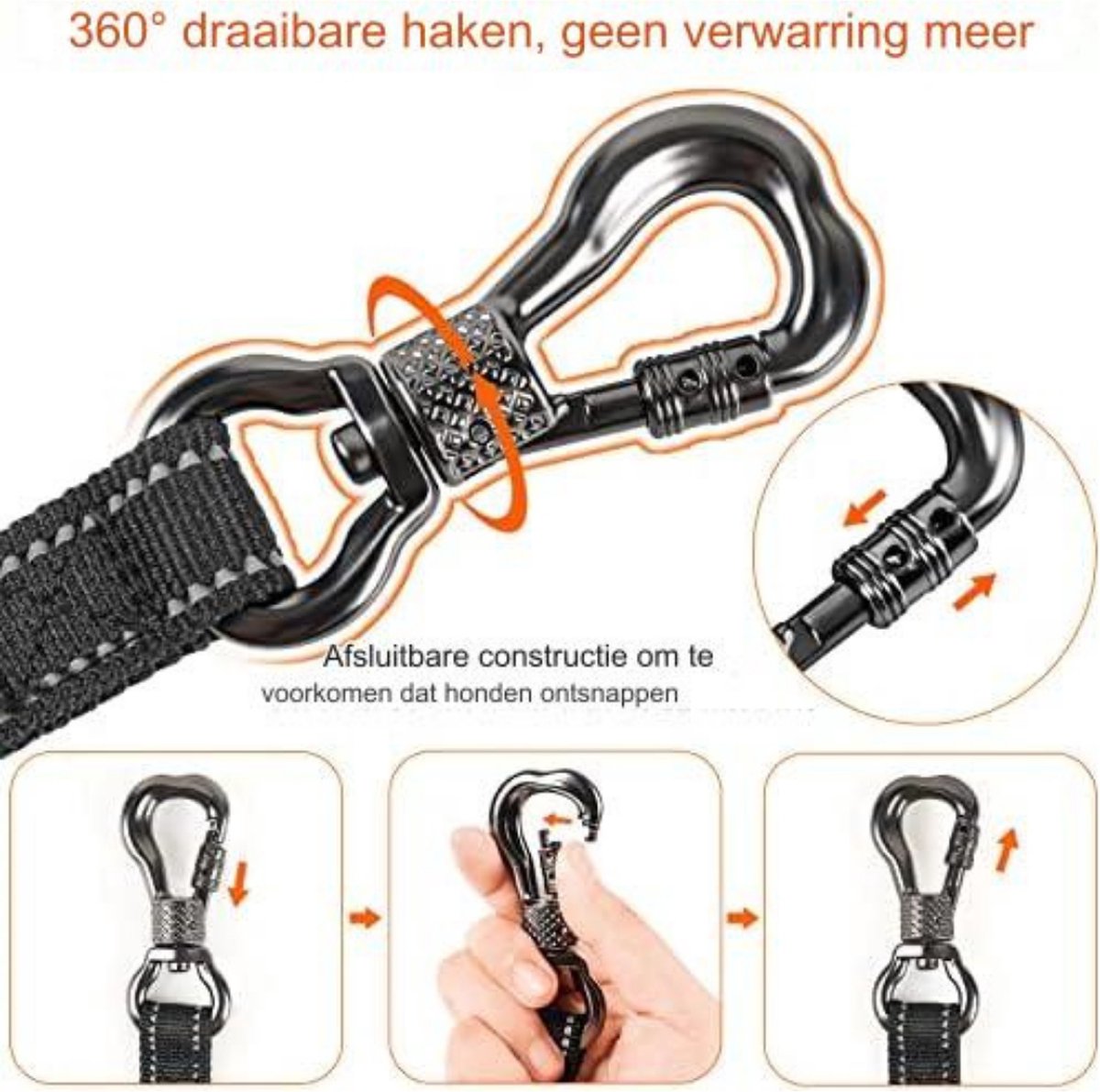 Hondenriem 10 Meter - Hondenlijn 10 Meter met gevoerde handgreep, draaibare afsluitbare haak, sterke hondenriem voor middelgrote en grote honden - 10M × 8MM/zilver-grijs