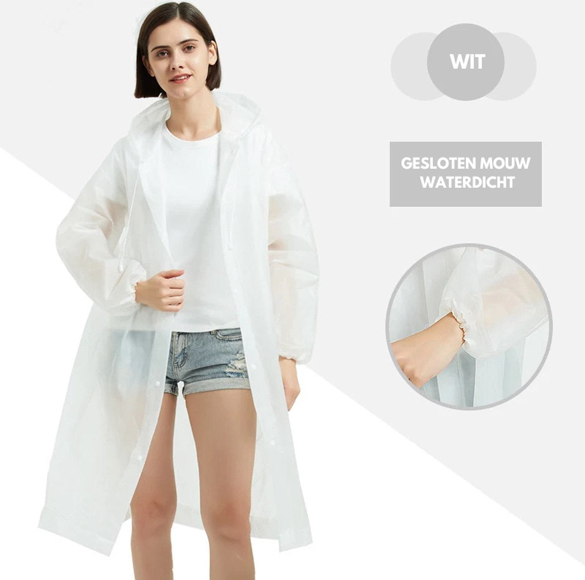 Raincoat - Set van 2 Stuks - Regenponcho met Capuchon - Unisex voor Dames & Heren - Waterdicht - Fietsponcho Lang Model - Regenpak - Volwassenen - Regen Poncho Jas - Zwart