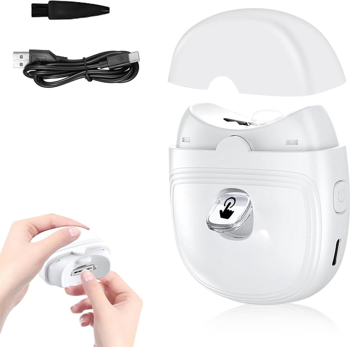 Automatic Nail Clipper with Light USB Rechargeable - Electric Nail File for Kids, Elderly, Adults
