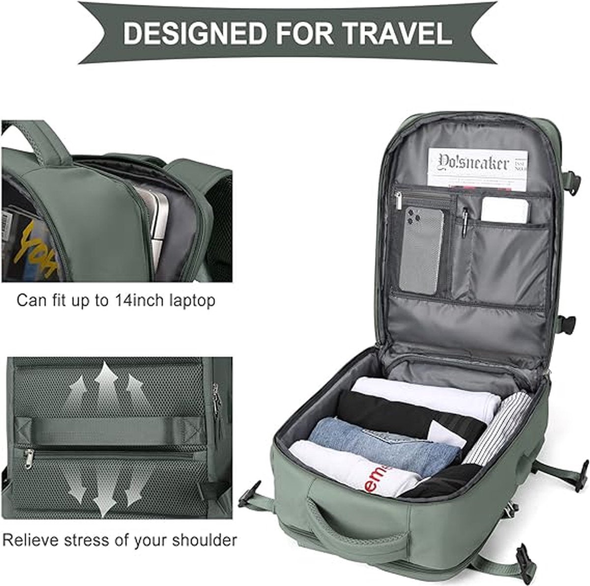 Handbagage 40x20x25 Handbagage Tas onder de stoel Easyjet 45x36x20 Handbagage Dames Laptop Rugzak met USB-uitgang Wandelrugzak Waterdicht Heren
