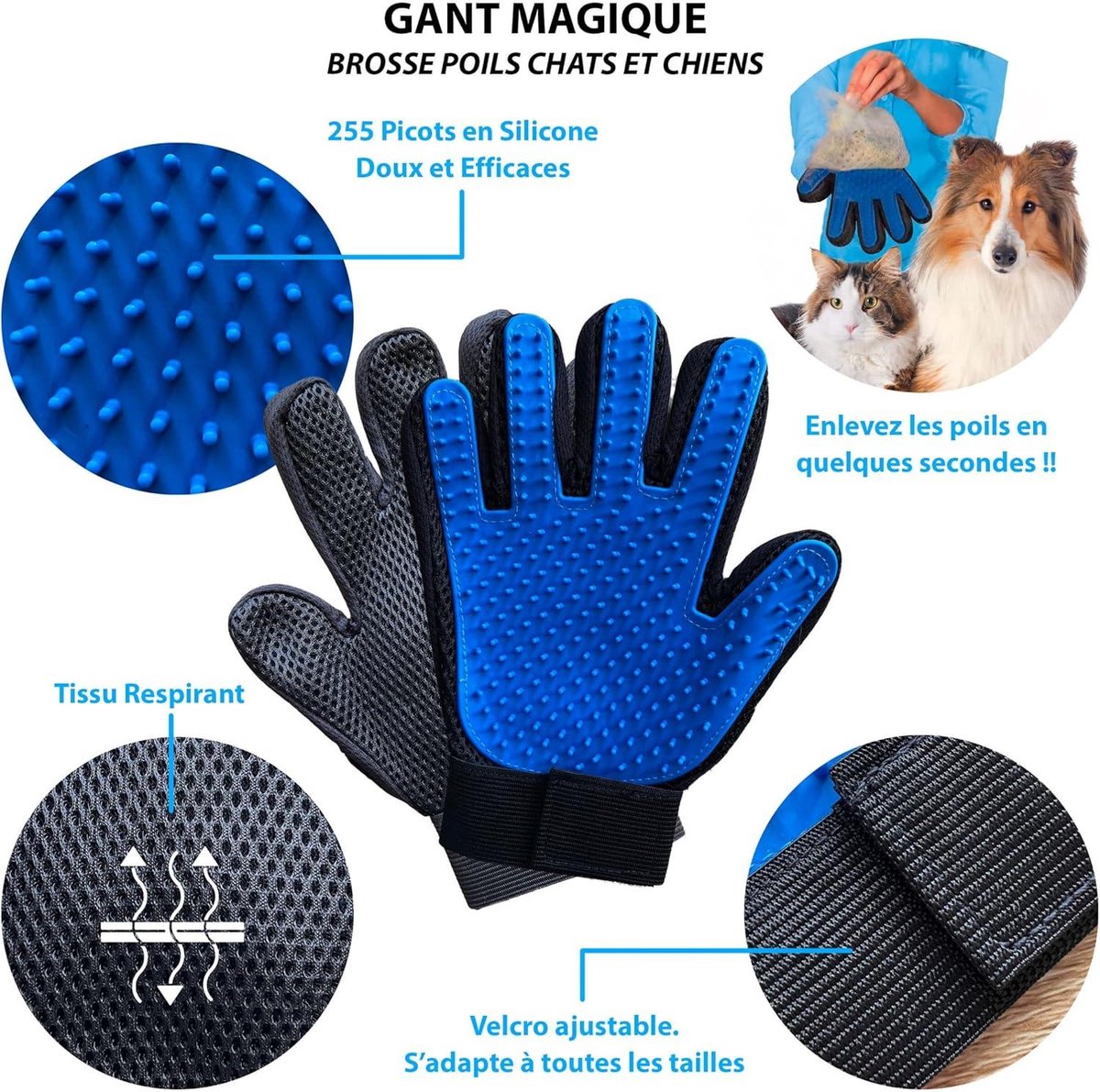 Anti-ontsnapping verstelbaar en reflecterend grijs hondentuig S - voor katten, kittens, kleine honden, Maine Coon, chihuahua met handschoen