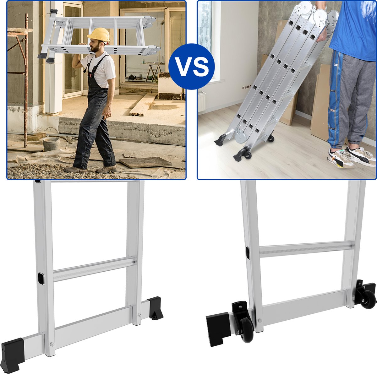 Vouwladder 4x4 Steunladder Aluminium Multifunctionele ladder Verlengladder