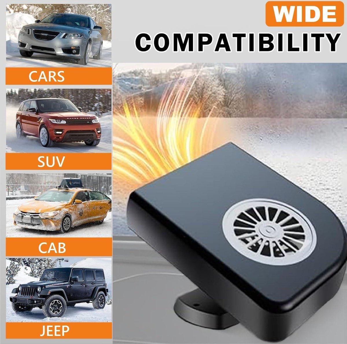 Portable Car Heater 12V 120W - Fast Heating & Cooling Function - Car Defroster Windshield - Cigarette Lighter Plug Car Heater 12 Volt Heater