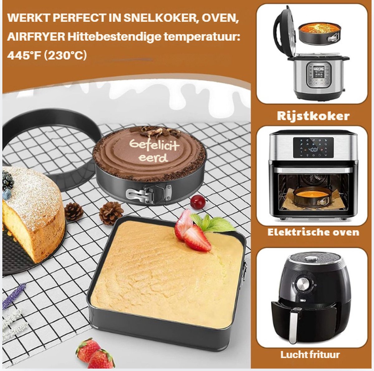 Springform - Cake pan - Baking pan - Non-stick coating - Pie dish - Compact - Dishwasher safe