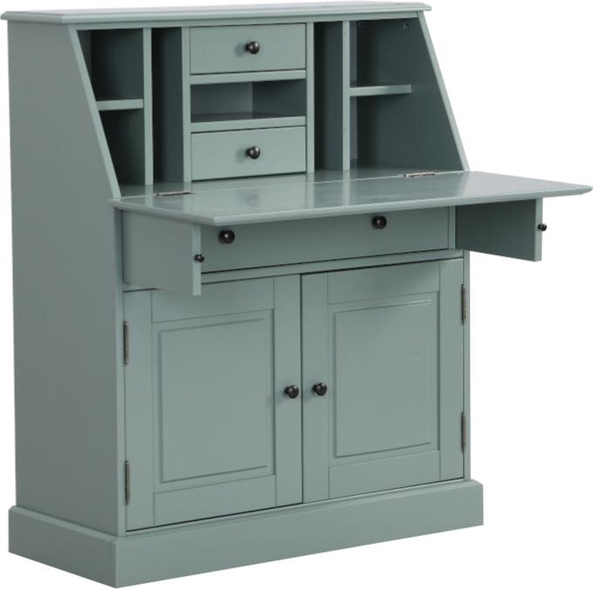 Bureaukast CLEORE - Grenen en MDF - Amandelgroen B 93 cm x H 110,8 cm x D 40 cm