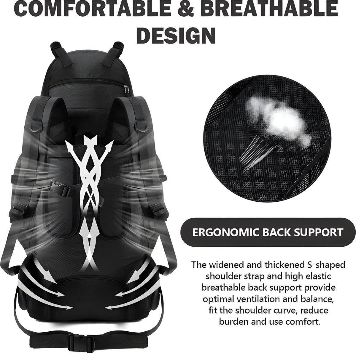 E-Shop4u® - 90L - Backpacks - Rugzak - Waterdicht - Wandelen - Kamperen - Rugzak - Regenhoes - 90 Liter - Outdoor - Klimmen - Trekking - Rood - Backpack Organizer