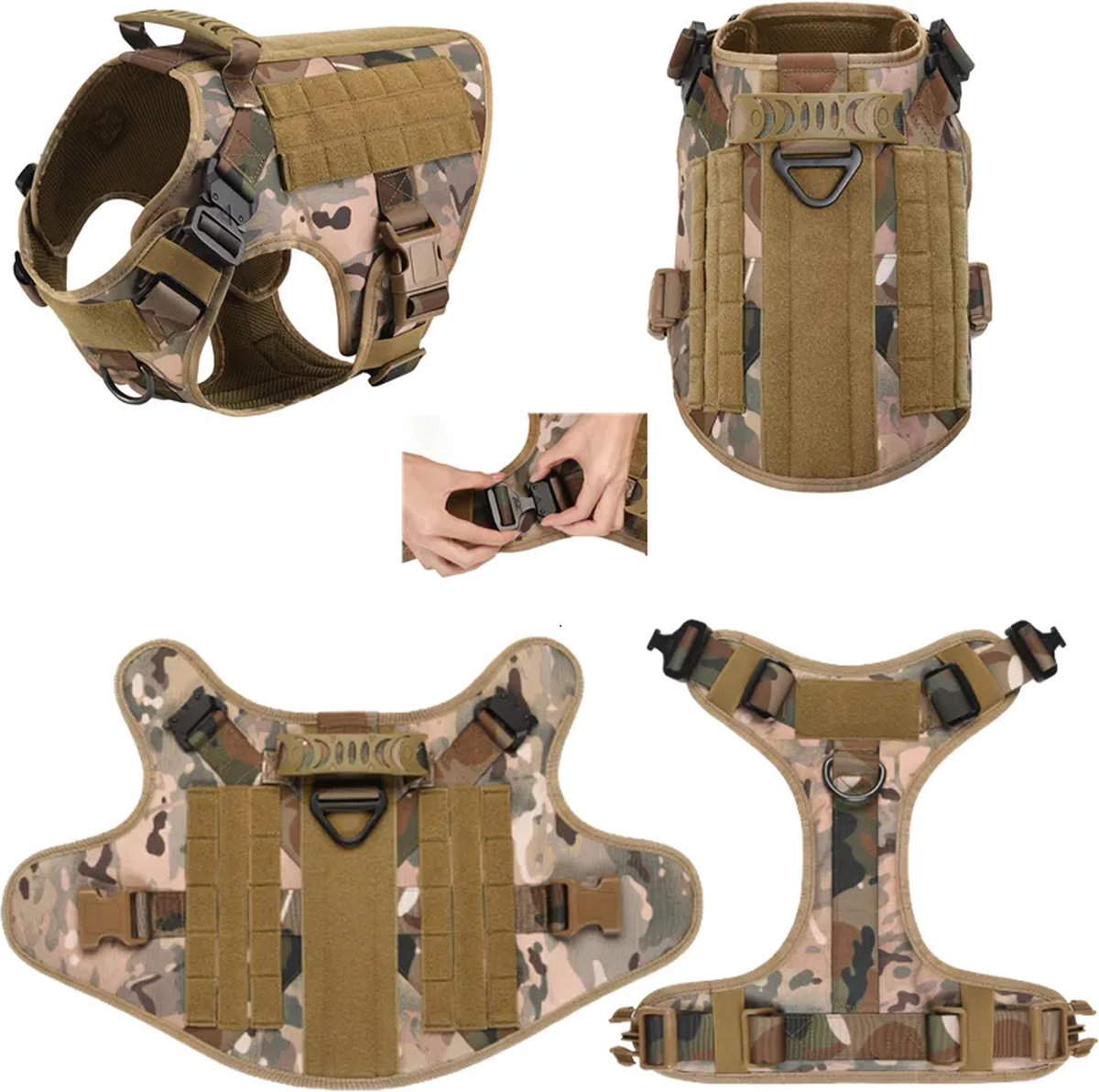 Dog Harness - Tactical Dog Harness - Camouflage Print - Anti-Pull Harness - Extra Control - XL