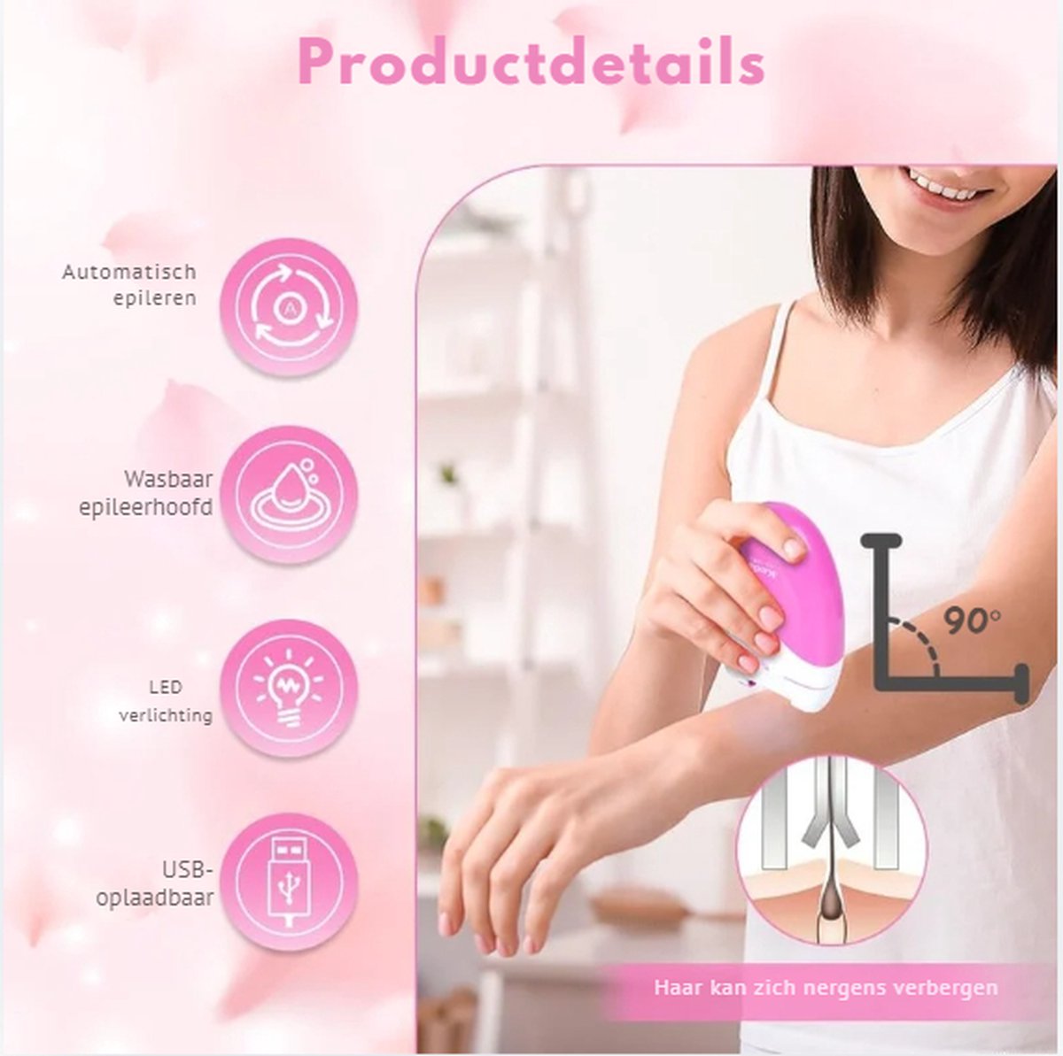 Gezichtsepilator - Draadloos - Elektrisch - Gezichtsscheerapparaat Dames - Met Led-Licht - Gladde Mini-Epilator - Voor Arm/been - Zacht Gezichtshaarverwijderingsapparaat