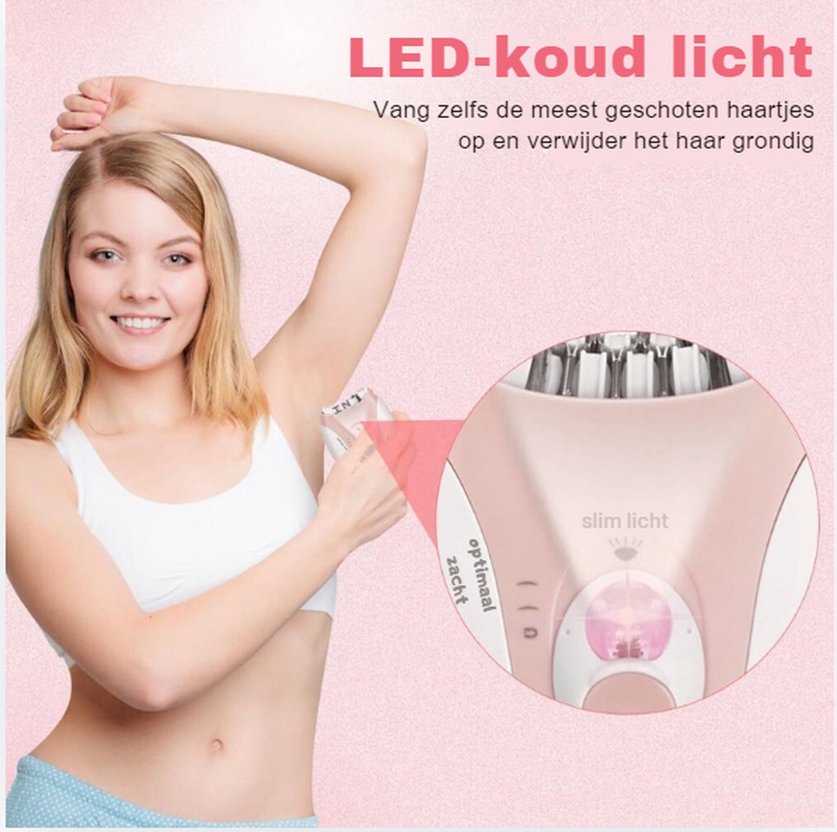 Gezichtsepilator - Draadloos - Elektrisch - Damesgezichtsscheerapparaat - Met LED-licht - Gladde Mini-Epilator - Voor Arm/Been - Zacht Gezichtshaarverwijderingsapparaat