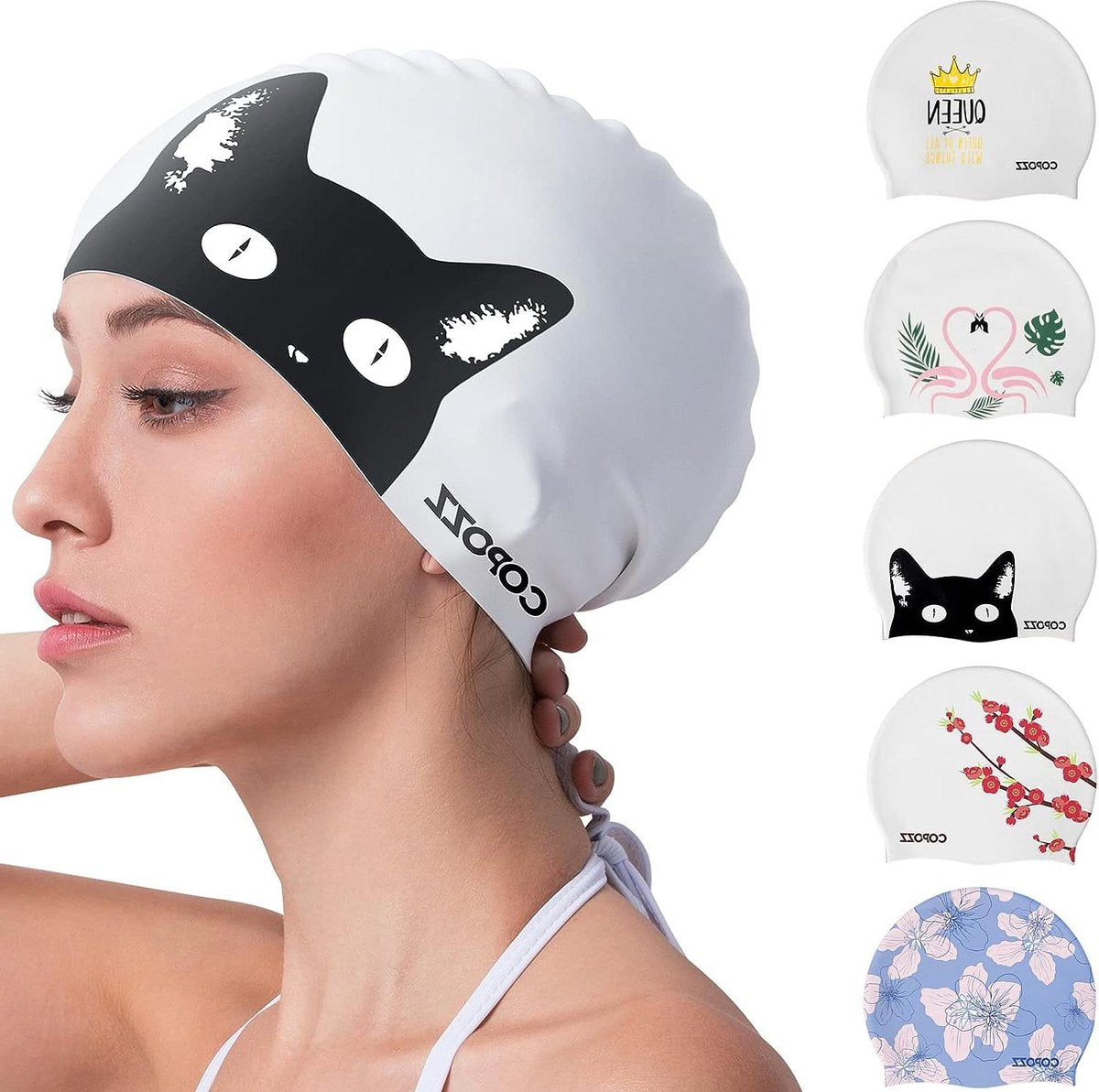 Swimming Cap for Women with Long Hair - Protects Hair and Ears - Silicone Swimming Accessory