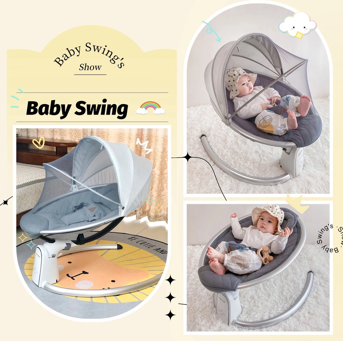 Verkoop Nederland® - Automatic Baby Swing - Electric Baby Cradle - Remote Control Bouncer - Five modes - Play music via Bluetooth - timer - Stylish - 0-1 years