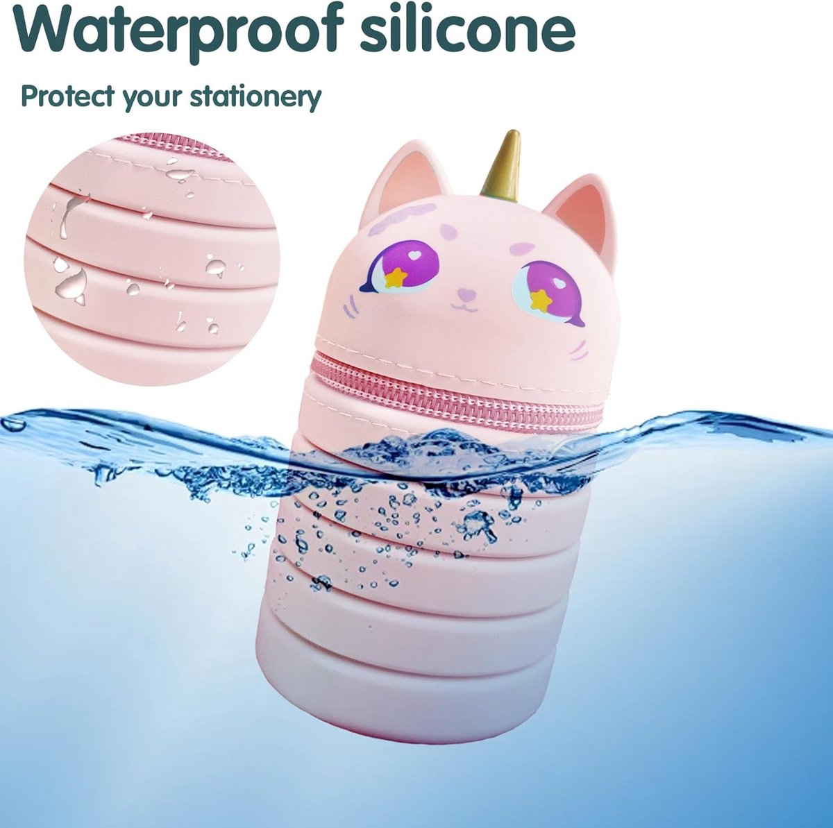 Etui klein, 2-in-1 Kawaii pennenetui voor kinderen en pennenhouder, telescopisch etui voor jongens, siliconen pennenetui voor meisjes en jongens, tieners, cadeau voor de eerste schooldag (ABC), roze