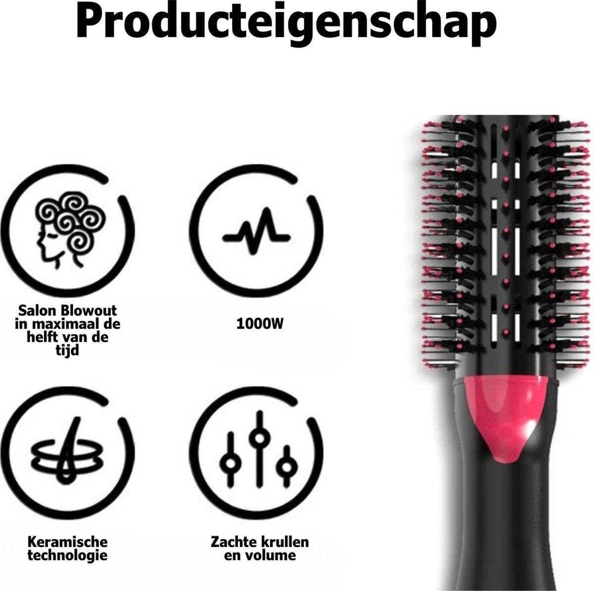 Warmteborstel – 3-in-1 Warmteborstel – Luxe Stijltangborstel Met 3 Standen – Föhn – Haarborstel – Volume Föhnborstel
