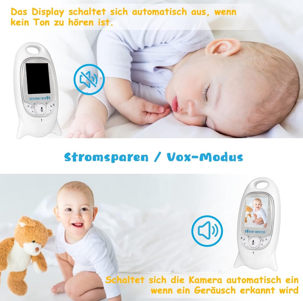 Babyfoon - Baby Monitor - Babyfoon Met Camera - Zonder Wifi Baby Geboorte Video Deurtelefoon Draadloze Audio Tweerichtingscommunicatie 2,4 GHz Temperatuursensor Nachtzicht LCD-scherm Babyfoon voor Babykamer