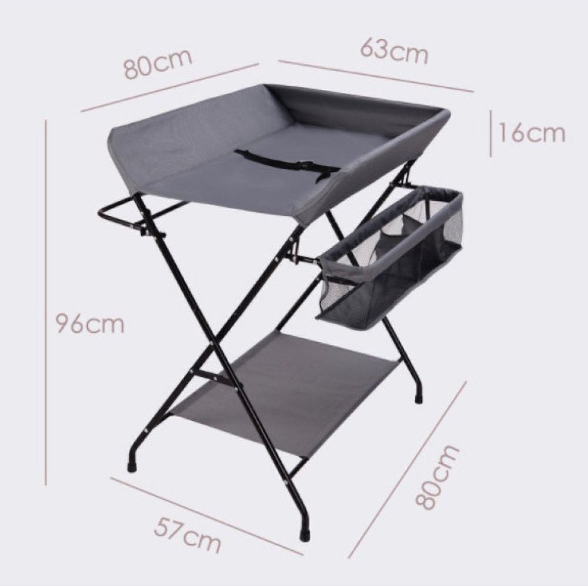Esem Opvouwbare Luiertafel - Verschooncombinatie Aankleedkussen - Verzorgingstafel - Opklapbare Commode - Grijs