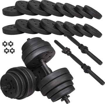 Springos Dumbbells | Gewichten set | Halterset | 16 gewichten | 30 kg | Zwart