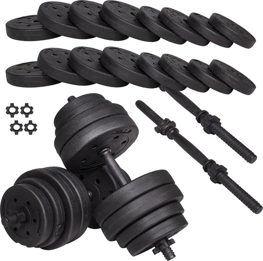 Springos Halters | Gewichten set | Halterset | 16 gewichten | 30 kg | Zwart