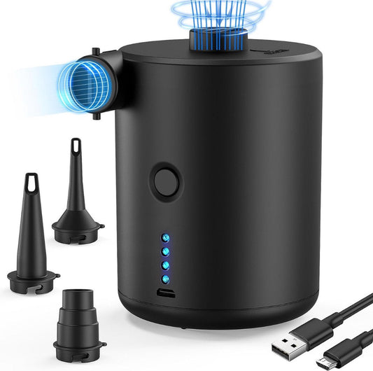 Electric Air Pump - portable cordless pump, small electric compressor, electric pump, mini USB electric air pump with 4000 mAh rechargeable, for swimming pool, camping, air mattress, swim ring, inflatable boat