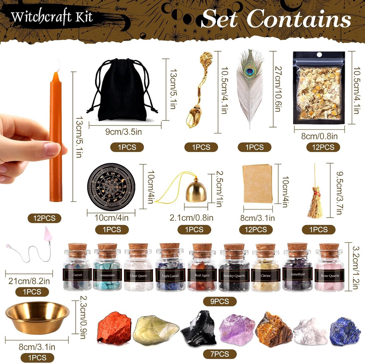 64PCS Wicca Benodigdheden Hekserij Set Hekserij