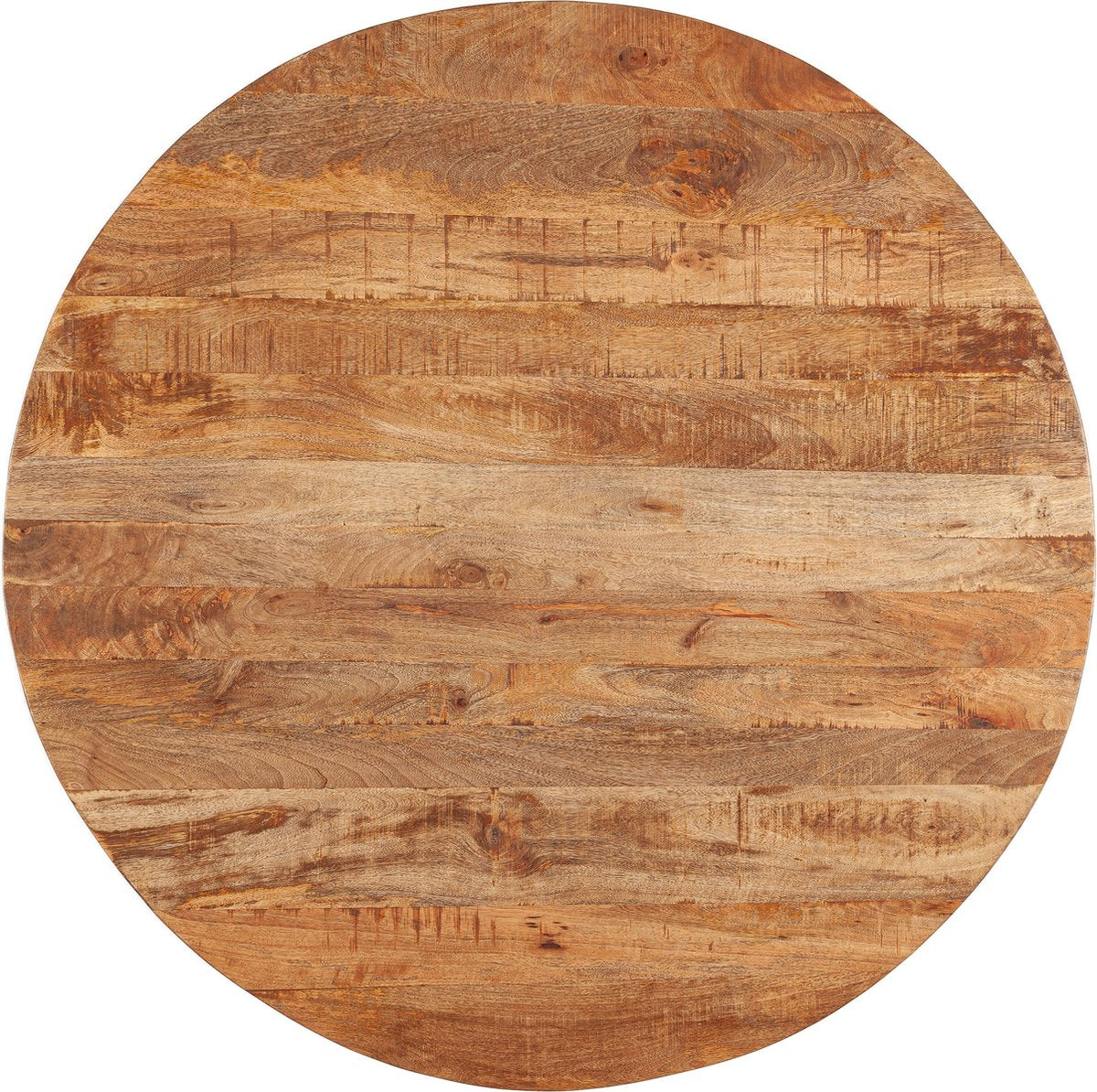 Eettafel rond - 130cm - mango - zwart - metalen 4-poot