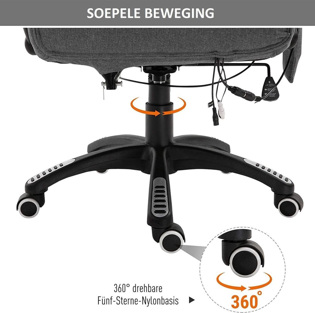 Office chair - Ergonomic office chair - Executive chair - Massage chair - Office chairs for adults - Grey