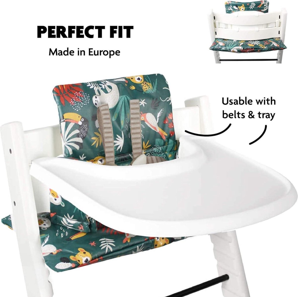 Cushion for Stokke Tripp Trapp - Handmade in Europe - Green Color - Compatible with Stokke Tripp Trapp Trip Trap Chair