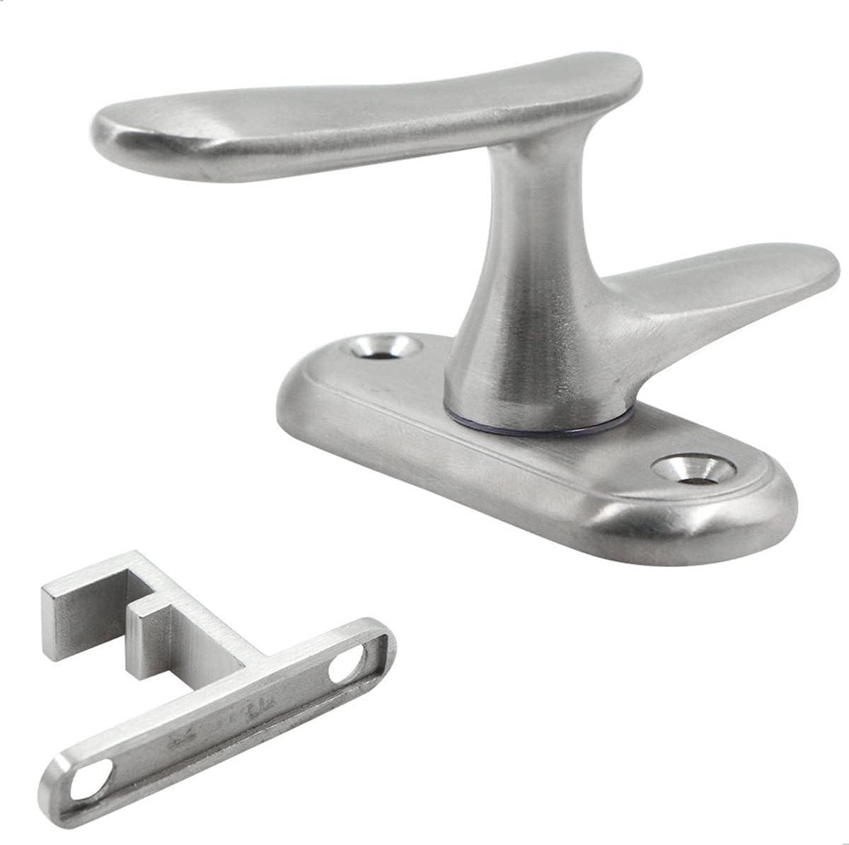 Door latch rotating handle stainless steel look - high and low pin locking - anti-theft - suitable for most doors - silver - 1 piece door handle latch