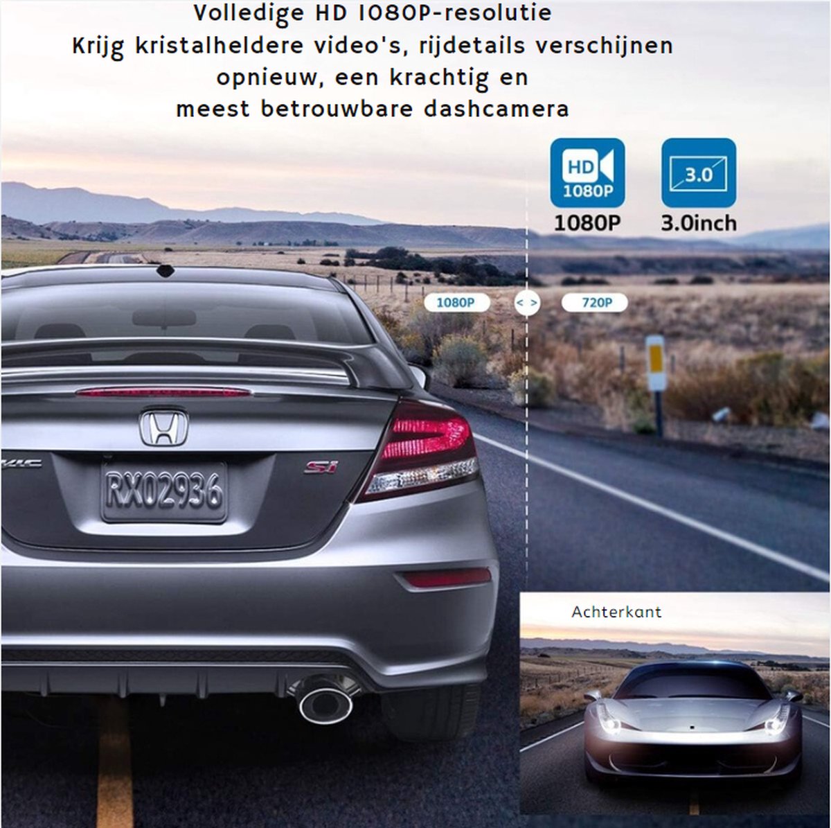 Dashcam - Beveiliging - Universele Pasvorm - Met Terugkijkfunctie - Beeldscherm - Auto Camera