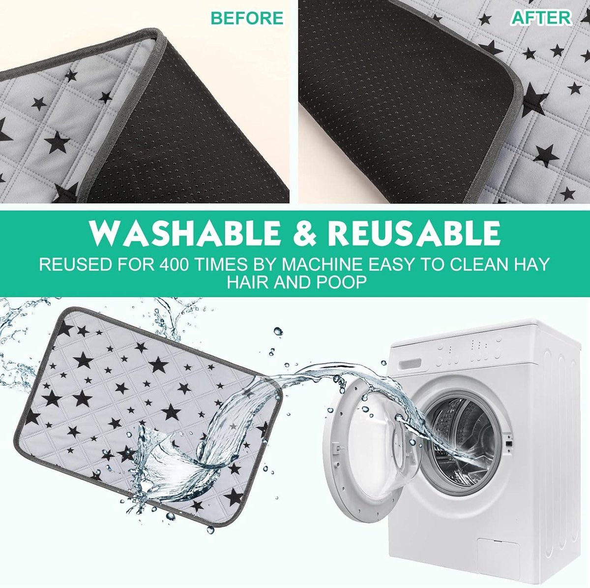 Guinea pig cage liners - cavia fleece bedding - absorbent guinea pig accessories - reusable washable - pee pad non-slip - guinea pig mats - patterned cages - 24 x 18 inch
