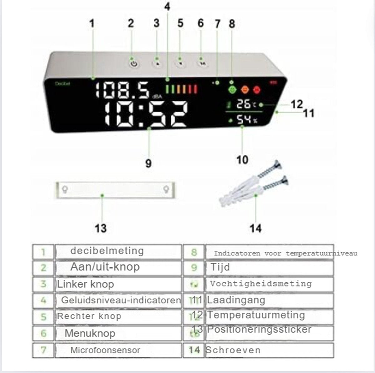 Decibelmeter - Geluidsmeter - Db meter - Digitaal - Geluidssterktemeter