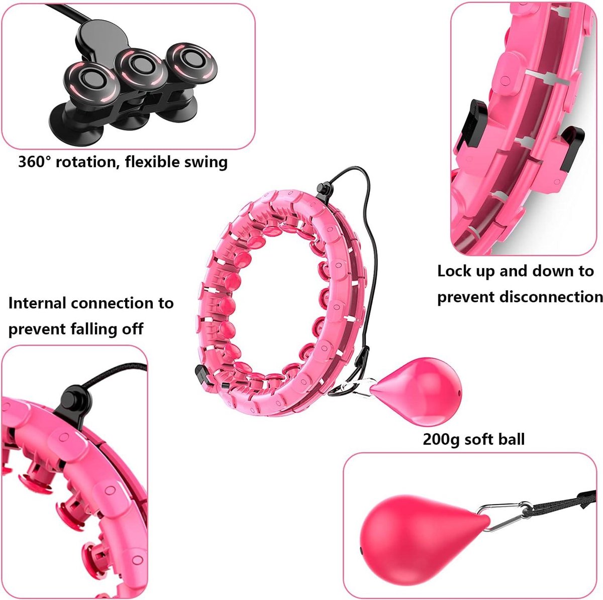 Smart Fitness Hoelahoep voor Gewichtsverlies met Massagenoppen en 24 Afneembare Schakels - Geschikt voor Kinderen en Volwassenen - Beginners Afvallen Training Hula Hoop