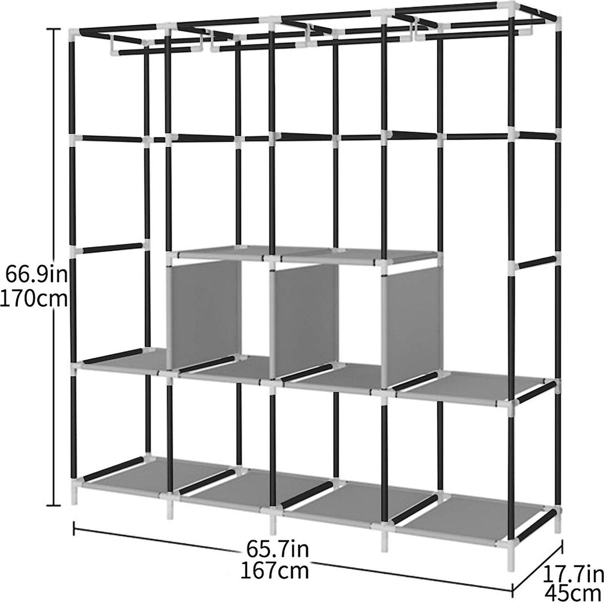 Portable Wardrobe Clothes Rack with 4 Hanging Rails