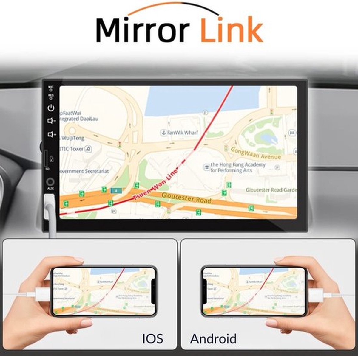 Multimedia CarPlay Scherm- Draadloze CarPlay Dongle voor Apple en Android - Compatibel met autoradiosystemen - Draadloos CarPlay-gemak - Universele Wifi Videospeler
