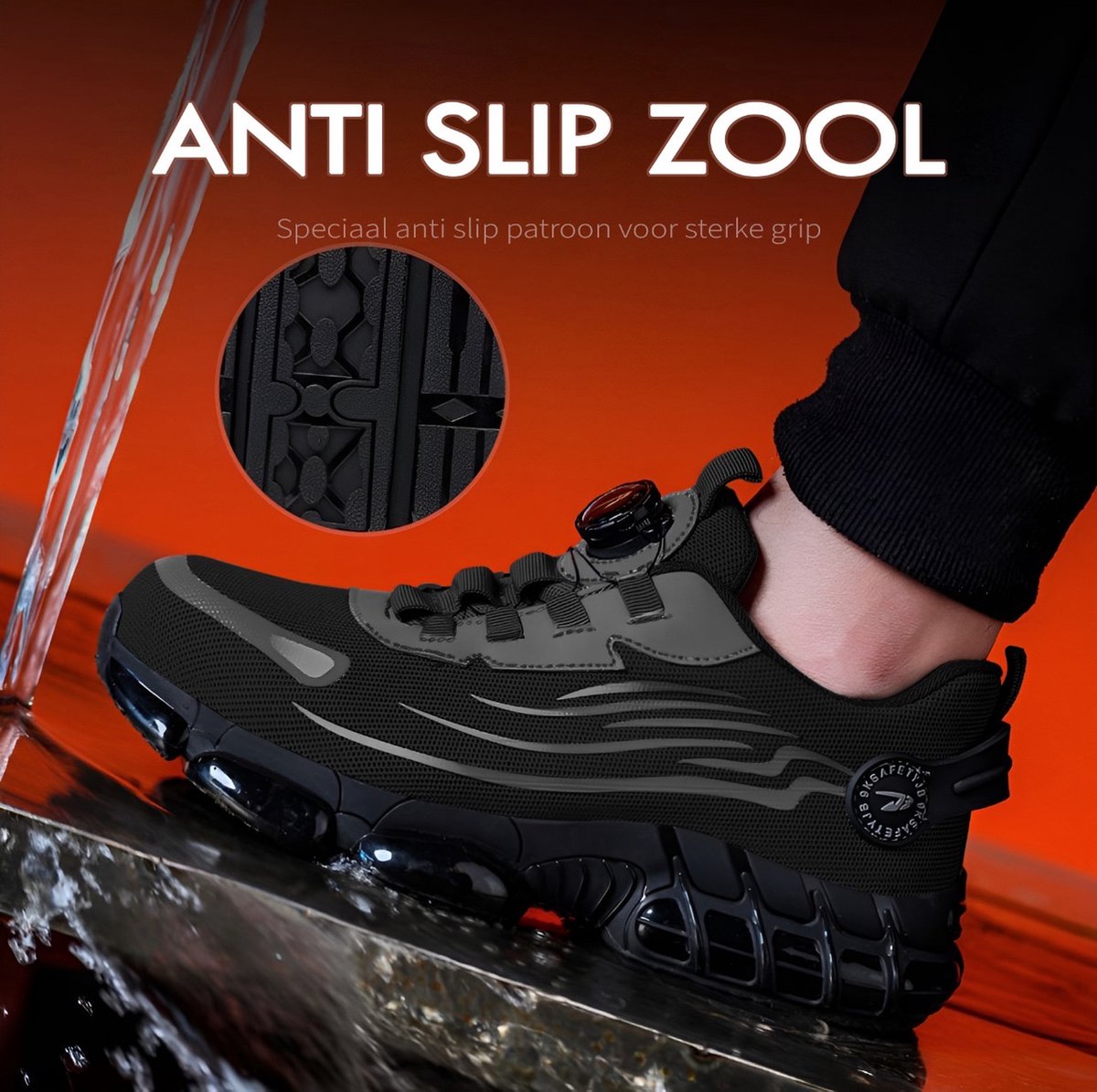 Safety shoes - Work shoes for women and men - Steel toe cap - Sneaker - Non-slip - Unisex - Breathable and light design - Size 47