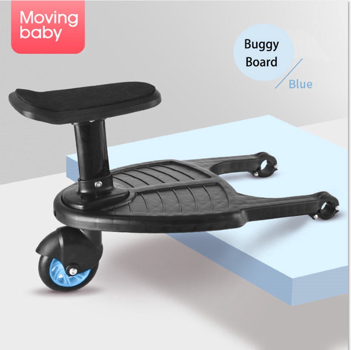 Baby Buggy Board With Seat Kiddy Board Kickstand For Twin Baby Accessories Organizer - Stroller Rolling Board Load Up To 25Kg