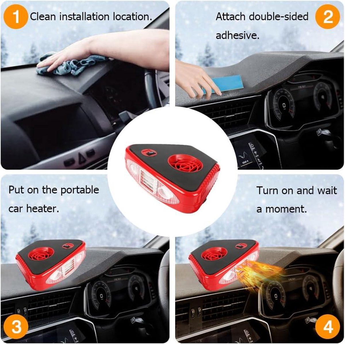 Auto Verwarming Elektrische Kachel Ventilator - Riloer 150 W 12 V - Voorruit Ontdooier met Opvouwbaar Handvat en LED Zaklamp. Autokachel 12 volt verwarming