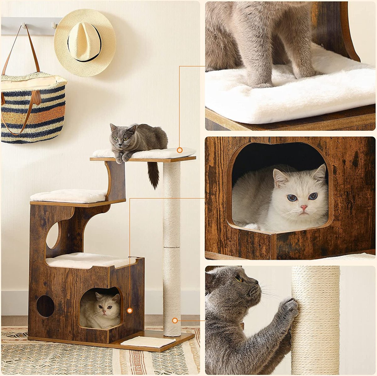 Luxe Krabpaal - Hout - Bruin - 88cm