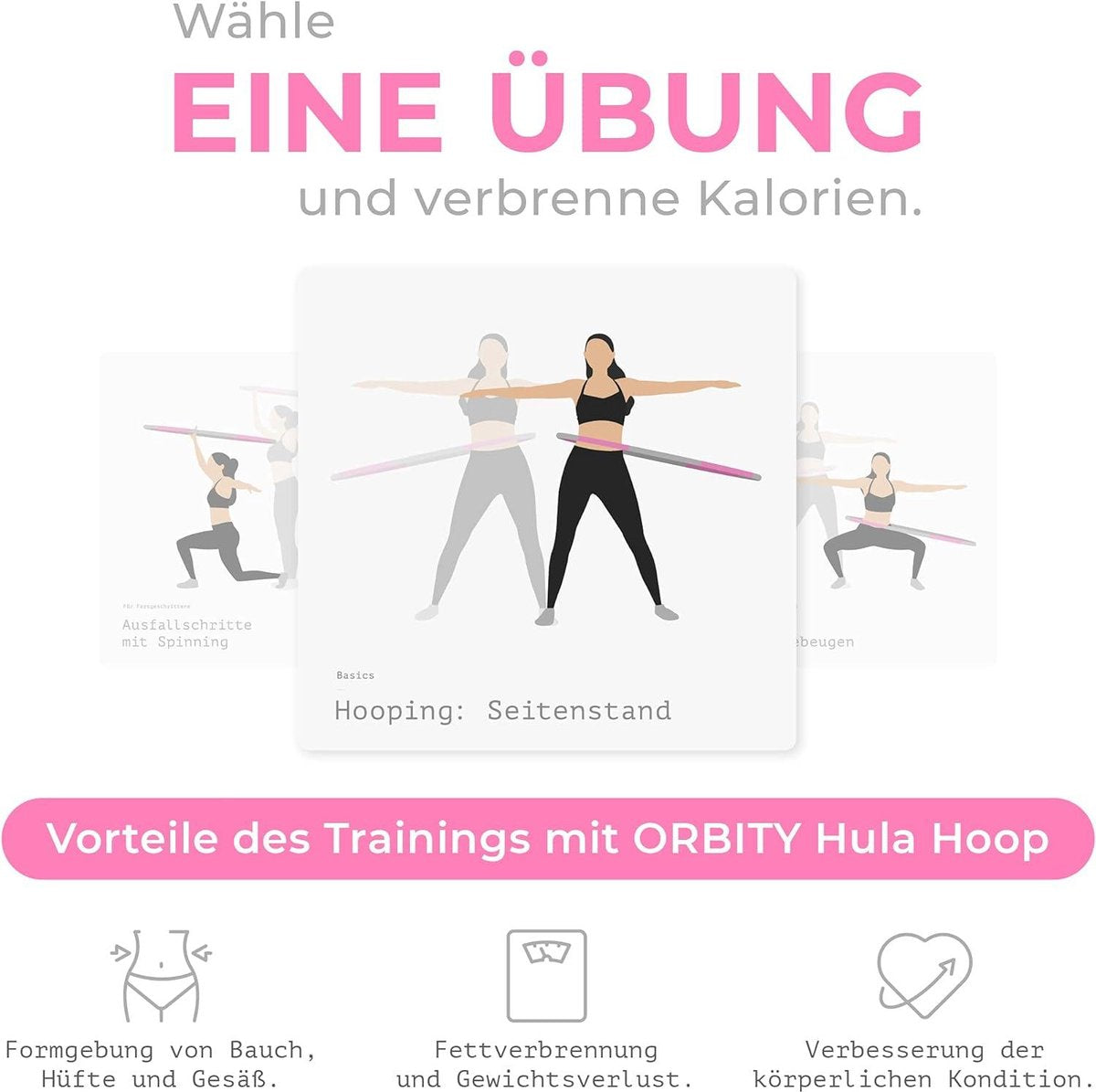 Orbity Fitness Hoelahoep voor Afvallen 12 kg - Sporthoepel met Schuimrubber - Golvend Design voor Massage - Geschikt voor Kinderen, Volwassenen en Beginners. Hula hoop