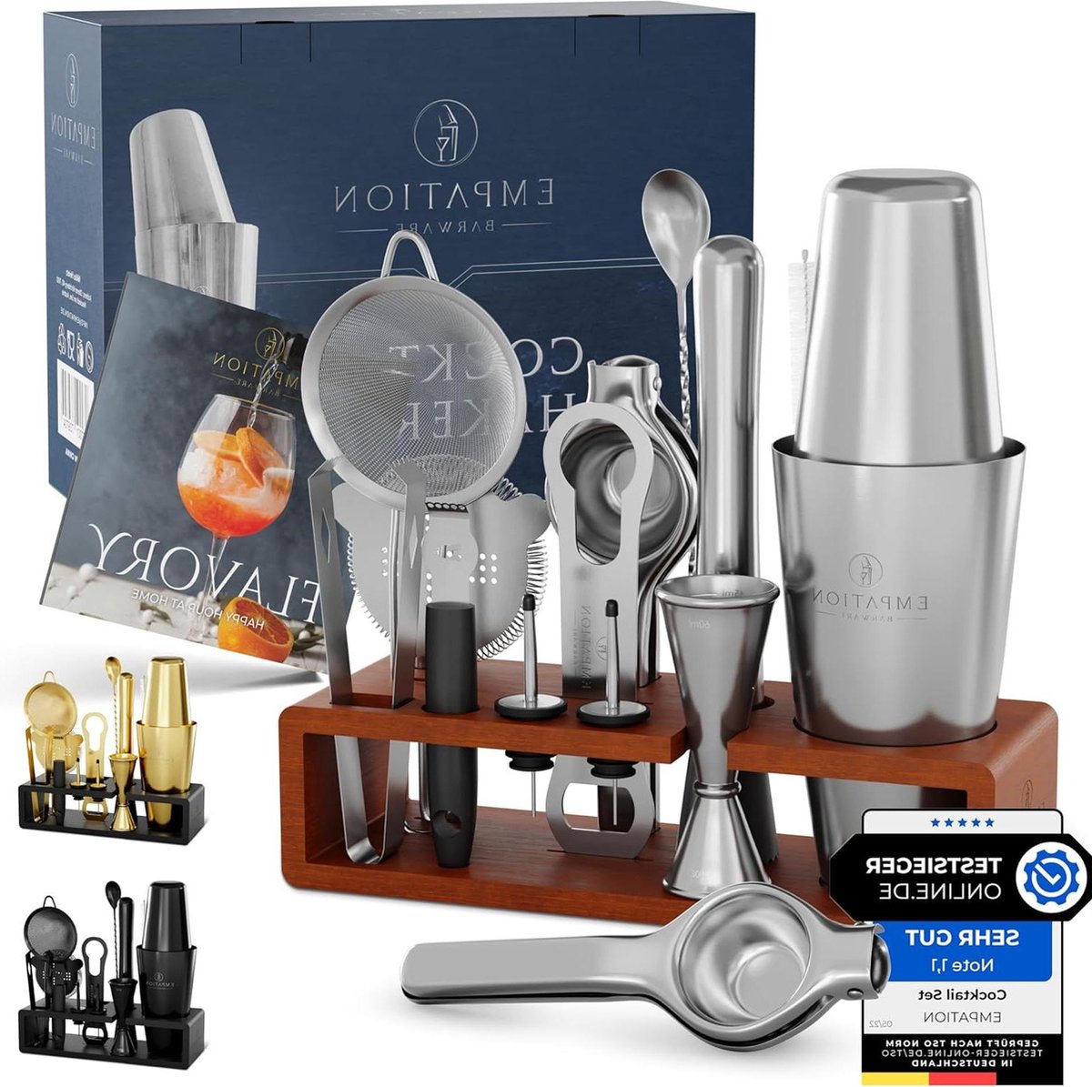 Boston Cocktail Set 825 ml RVS - Professionele Shakerset met Standaard en Receptenboek