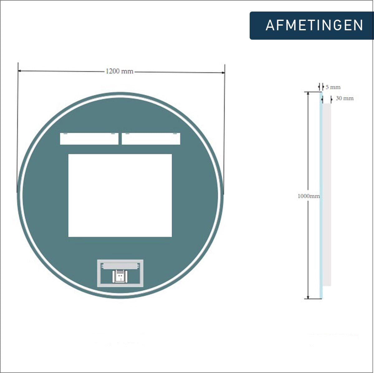 FugaFlow Caria spiegel – Badkamerspiegel - Met verlichting en verwarming - 120 cm - 3000 K