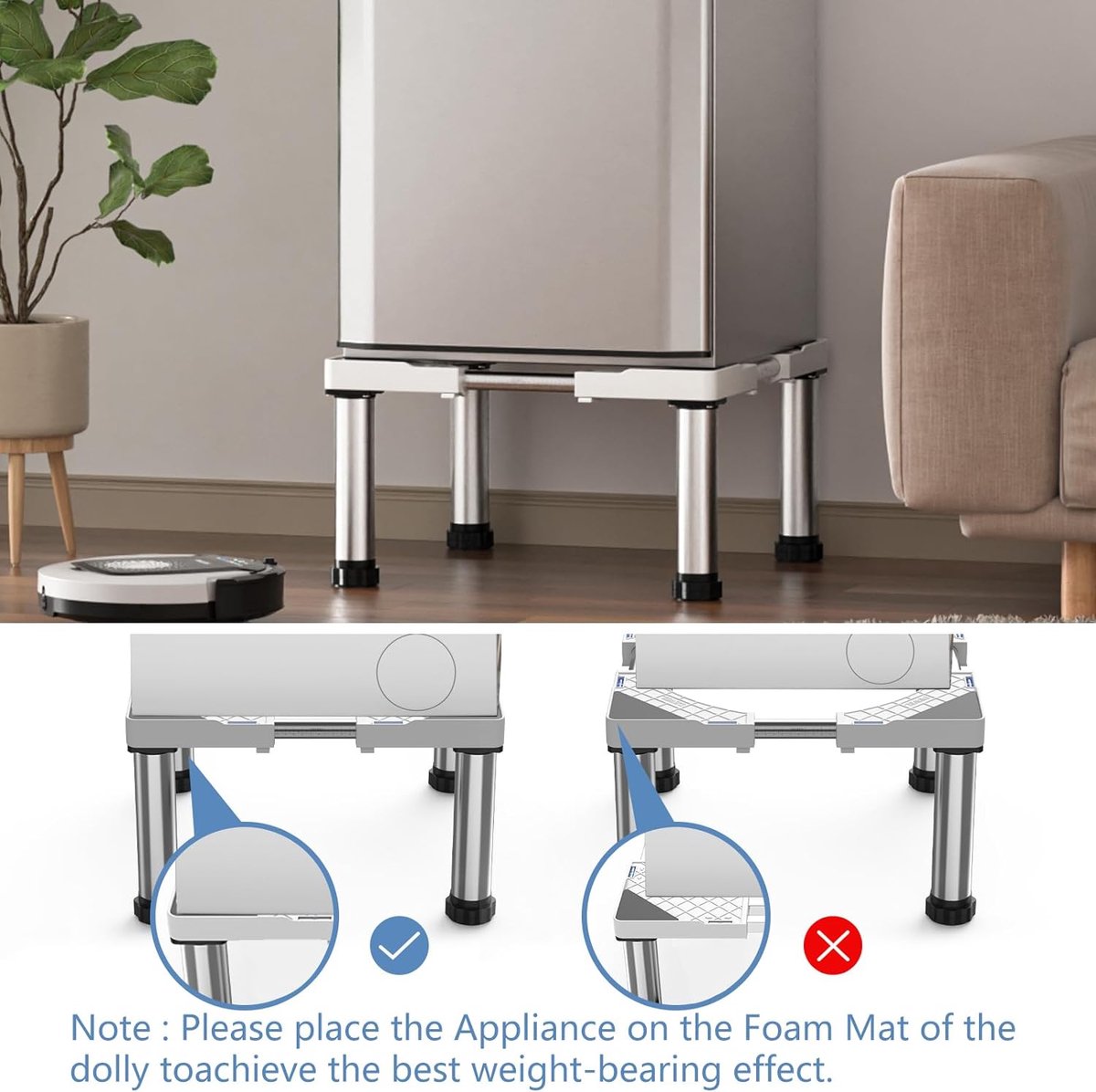Base for refrigerator, pedestal, height 28-31 cm, adjustable pedestal for dishwasher, freezer, freezer, kitchen cabinet and static household appliances (adjustable 45-67 cm)