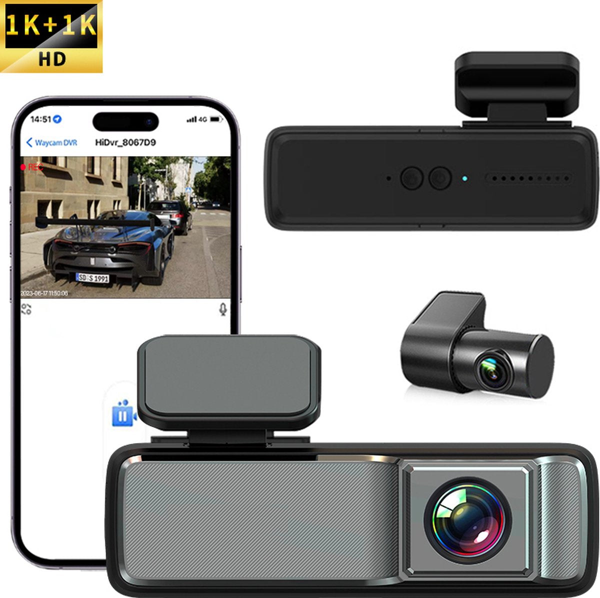 Xcruiser UHD Dual-Channel Autodashcam Camera voor en achter DVR Registratie voor voertuig Black Box
