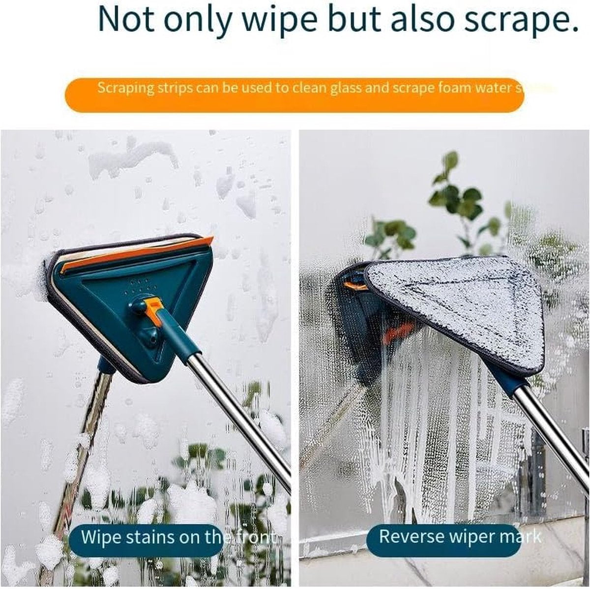 Triangle Mop with Long Handle, 360 Degree Rotating, Adjustable, Triangular Mop, Baseboard, Cleaner, Tool, Washer, Microfiber, Mop for Windows, Floor, Wall, Hardwood, Tiles