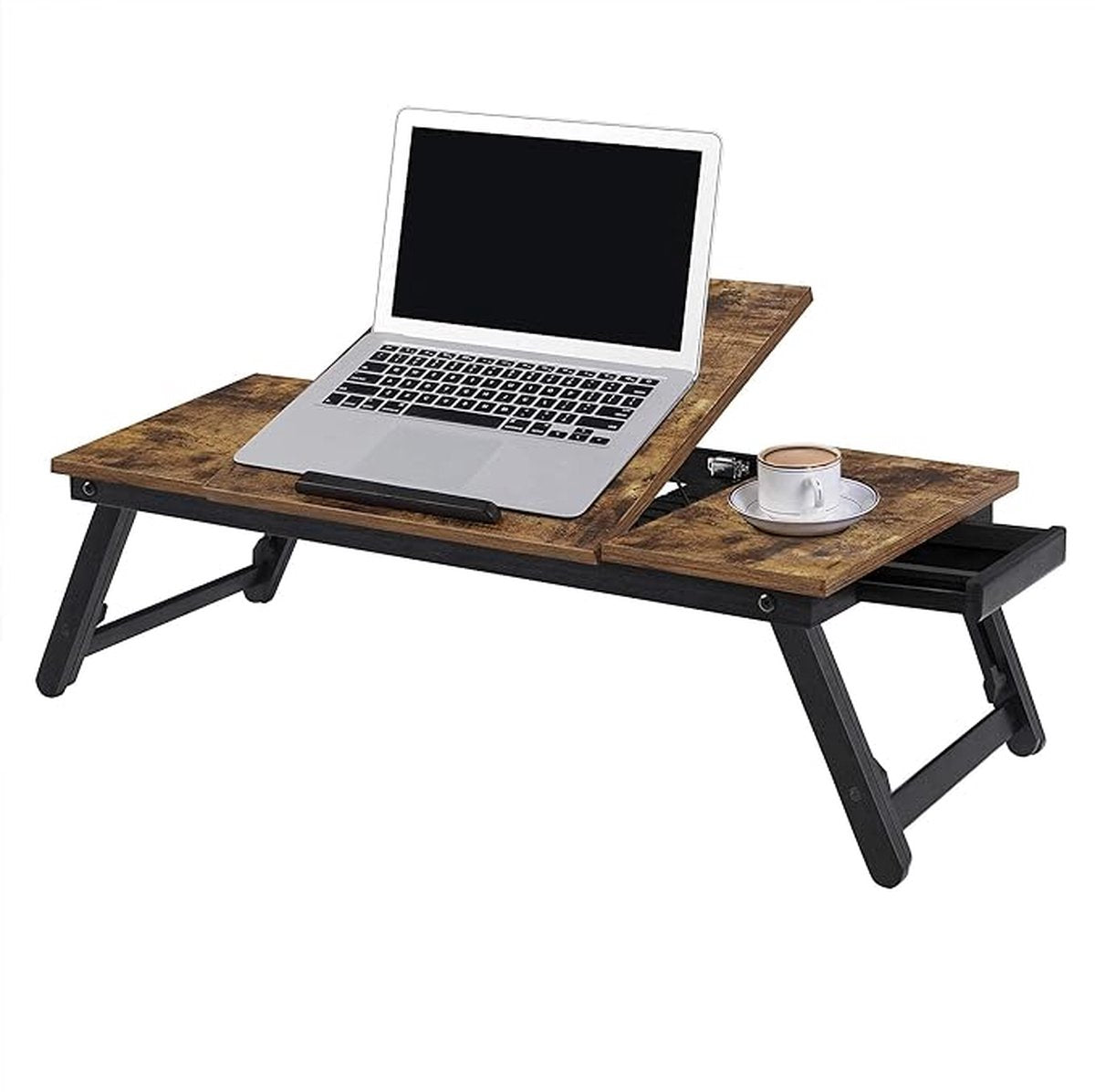 Bedtafel - Opvouwbaar dienblad - laptoptafel voor bed, laptoptafel voor bed, laptoptafel voor lezen of ontbijt, 35D x 71W x 23H centimeter
